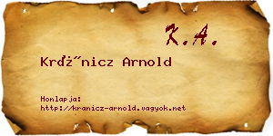 Kránicz Arnold névjegykártya