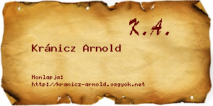 Kránicz Arnold névjegykártya