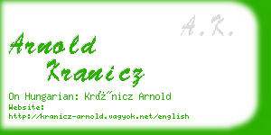 arnold kranicz business card